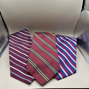 Lot of 3 Brooks Brothers Makers All Silk Striped Neck Ties Various Colors - USA